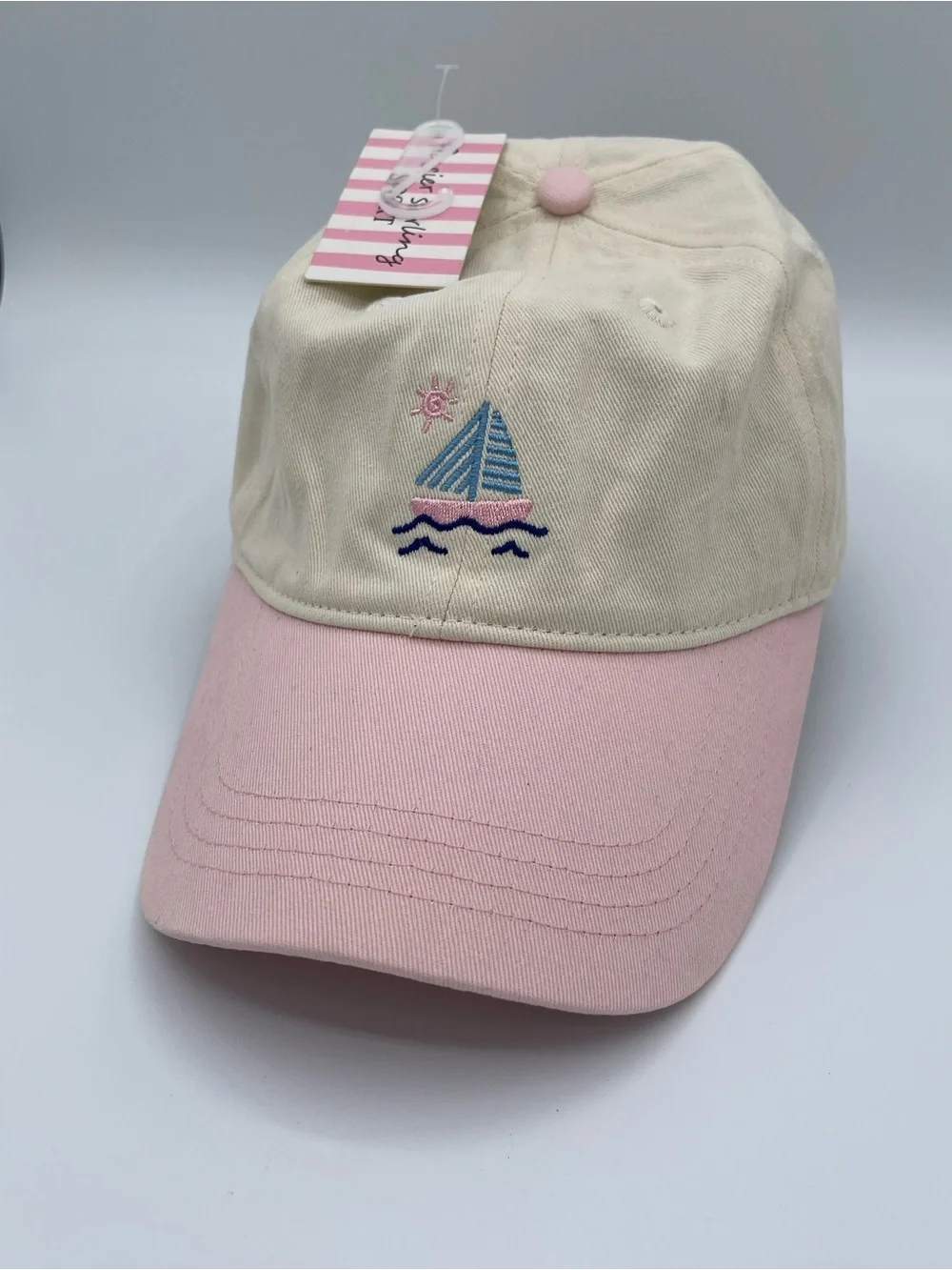 Frasier Sterling Two-Tone Sailboat Baseball Cap - Cream & Pink